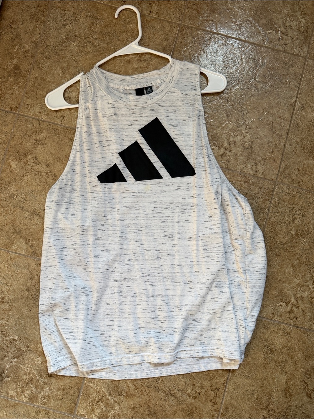 adidas Heather Gray Athletic Sleeveless Tank with Black Logo